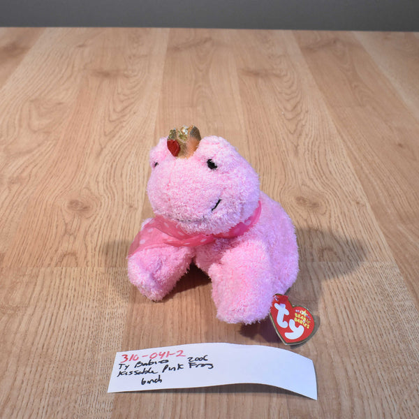 Ty Beanie Babies Kissable Pink Frog With Gold Crown 2006 Beanbag