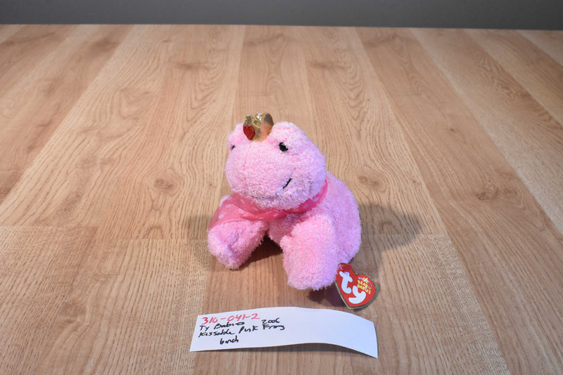 Ty Beanie Babies Kissable Pink Frog With Gold Crown 2006 Beanbag Plush