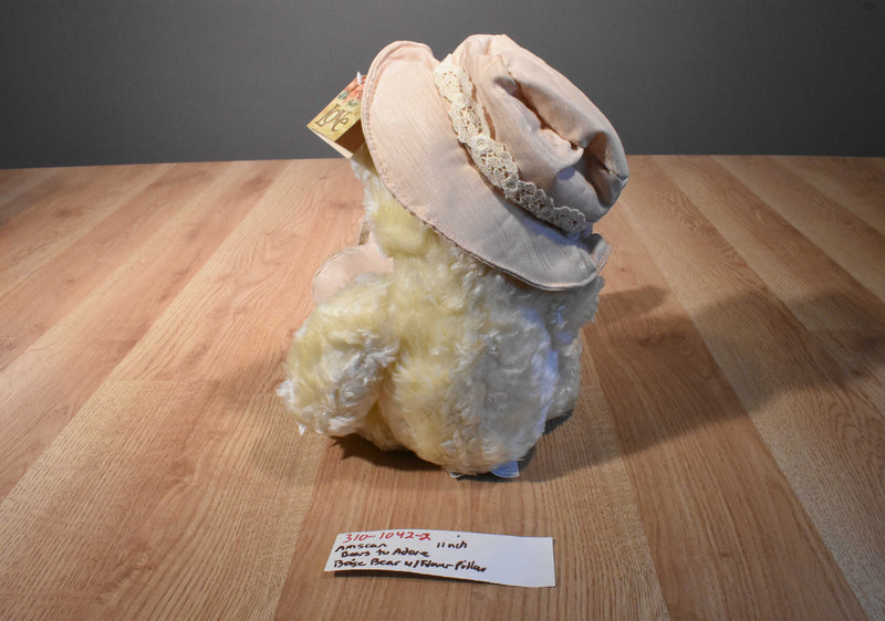 AMSCAN Bears to Adore Tan Bear in Rose Hat and Heart Pillow Plush
