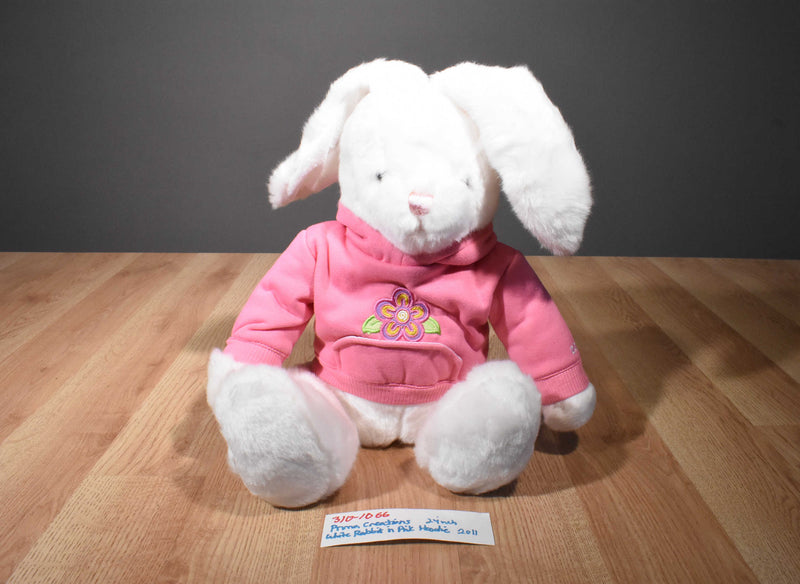 Prima Creations White Bunny Rabbit in a Pink Hoodie 2011 Plush