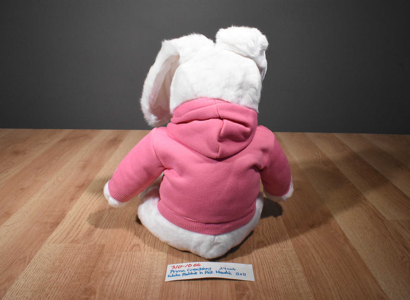 Prima Creations White Bunny Rabbit in a Pink Hoodie 2011 Plush