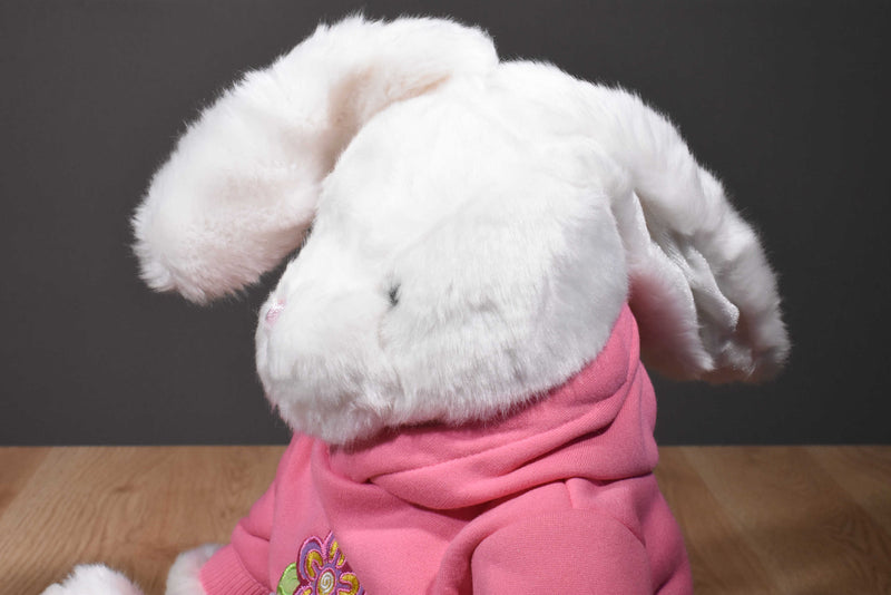 Prima Creations White Bunny Rabbit in a Pink Hoodie 2011 Plush