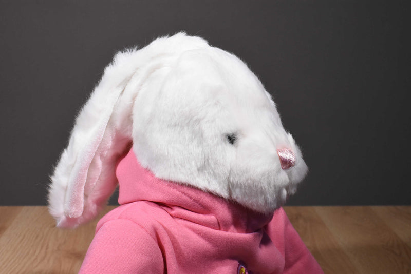 Prima Creations White Bunny Rabbit in a Pink Hoodie 2011 Plush