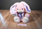 Commonwealth Pink and White Bunny Rabbit with Purple Bow Plush