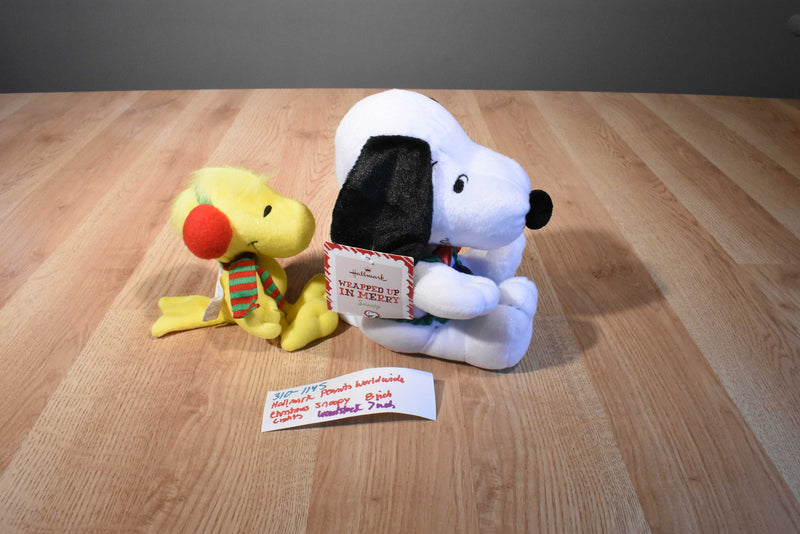 Hallmark Peanuts Christmas Snoopy Plush and Woodstock Beanbag Plush