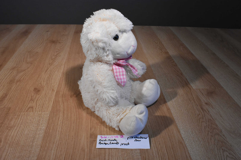 Best Made White and Beige Lamb 2014 Plush With Pink Checkered Bow