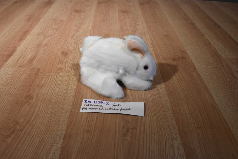 Folkmanis White Pink Eyed Bunny Rabbit Puppet Plush
