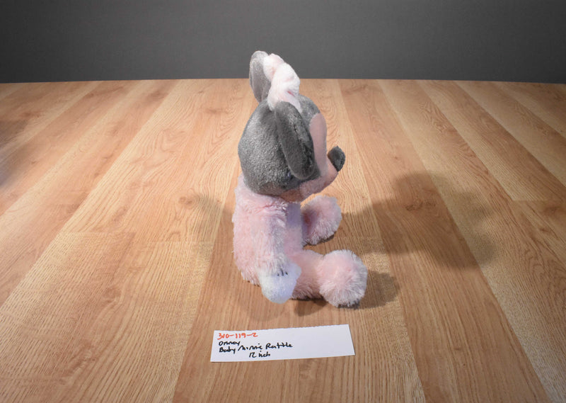 Disney Pink and Grey Baby Minnie Mouse Rattle Plush