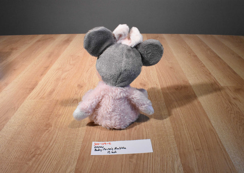 Disney Pink and Grey Baby Minnie Mouse Rattle Plush