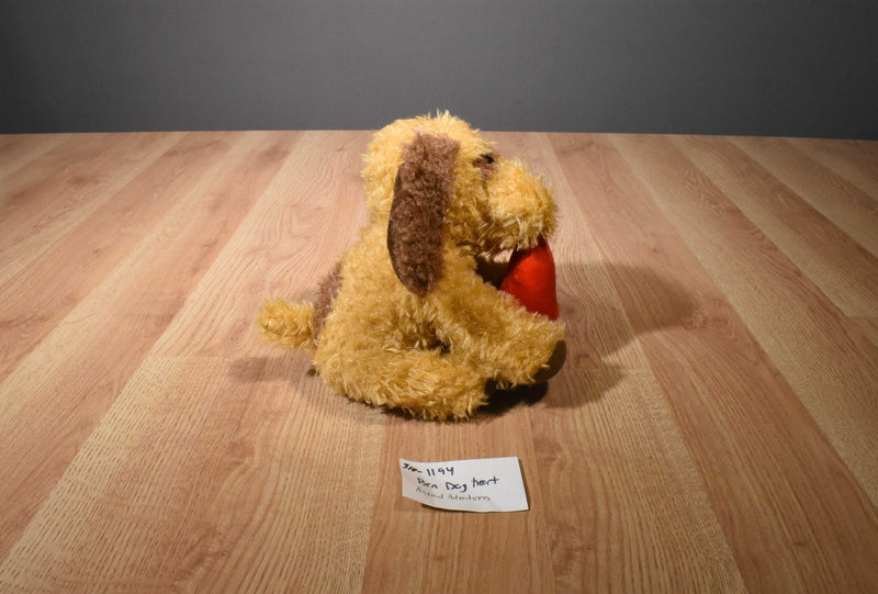 Animal Adventure Beige and Brown Dog 2011 Plush With Red Heart