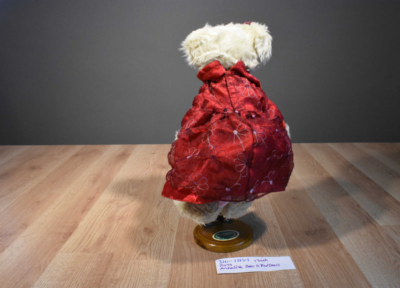 Russ Annalise Beige Teddy Bear Beanbag Plush in Red Flower Dress Plush