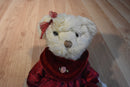 Russ Annalise Beige Teddy Bear Beanbag Plush in Red Flower Dress Plush