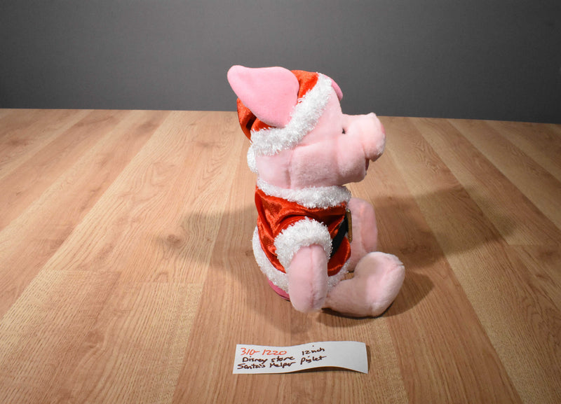 Disney Store Piglet Santa's Helper Beanbag Plush