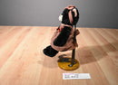 Russ Nadia Black and White Cat Beanbag Plush in a Red Tan Checkered Dress