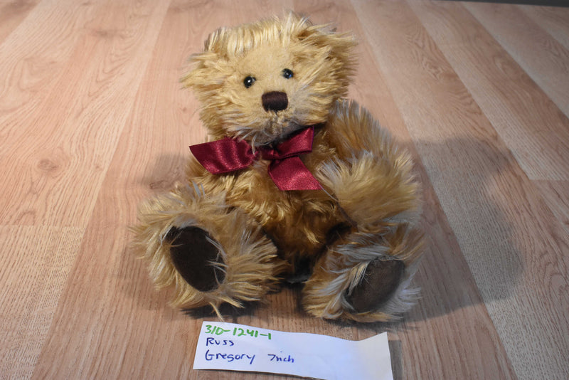 Russ Gregory Brown Teddy Bear With Red Bow Plush