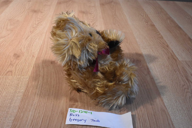 Russ Gregory Brown Teddy Bear With Red Bow Plush