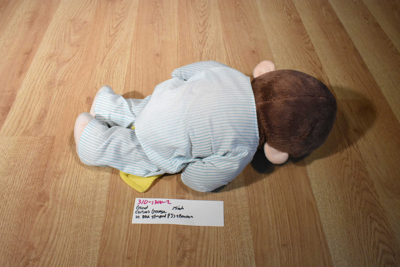 Gund Curious George in Blue Striped Pajamas W/ Yellow Blanket Plush