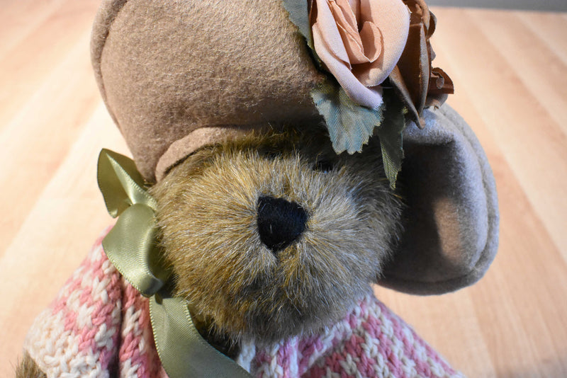 Boyd's Mrs. Mertz Brown Bear in Pink Striped Sweater
