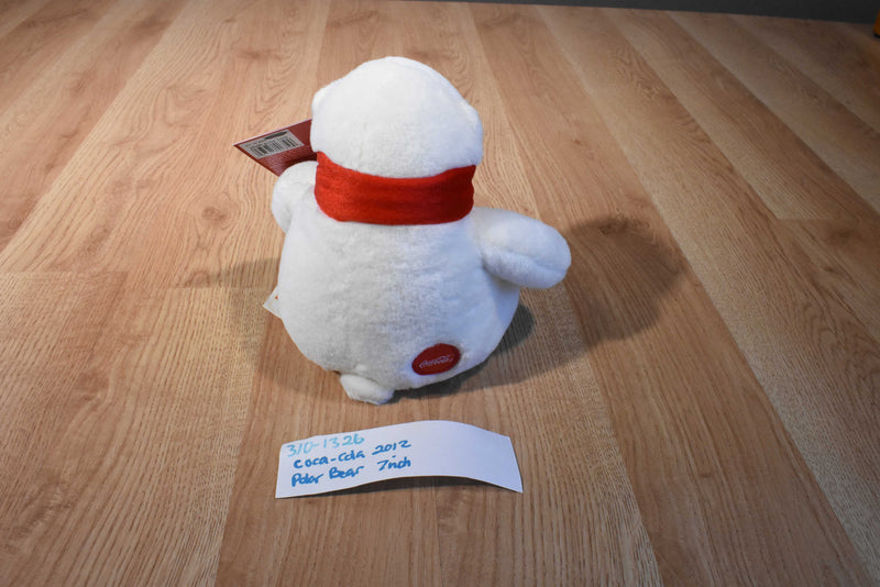 MTY Coca-Cola Polar Bear 2012 Beanbag Plush Wearing a Red Scarf