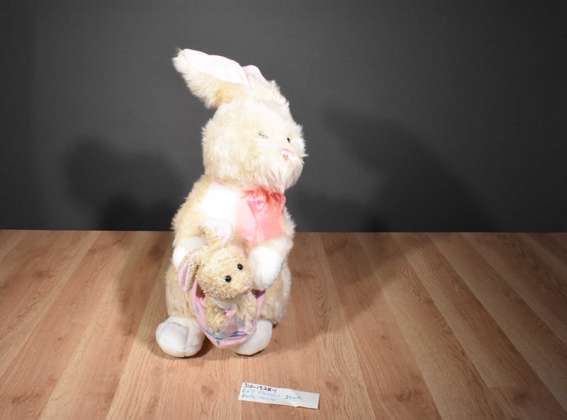 E & J Classics Tan Bunny Rabbit with Basket Plush