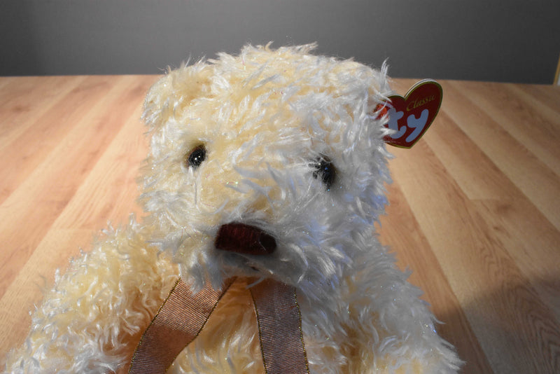 Ty Classic Flecks Cream Teddy Bear 2000 Beanbag Plush