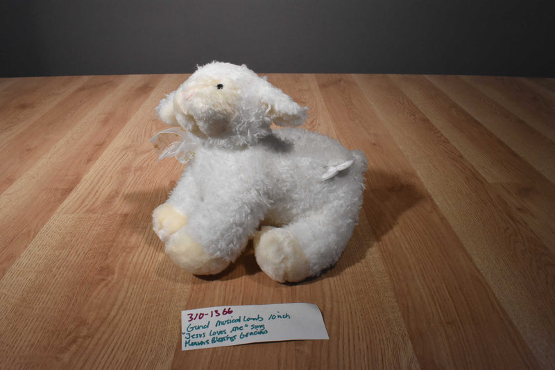 Baby Gund Musical White Lamb Heavens Blessings Gracious Waggie Plush