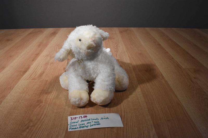 Baby Gund Musical White Lamb Heavens Blessings Gracious Waggie Plush