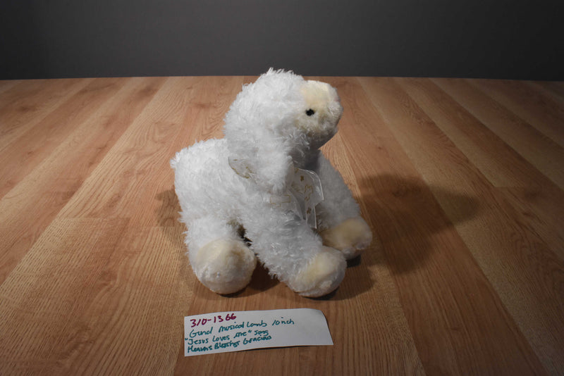 Baby Gund Musical White Lamb Heavens Blessings Gracious Waggie Plush