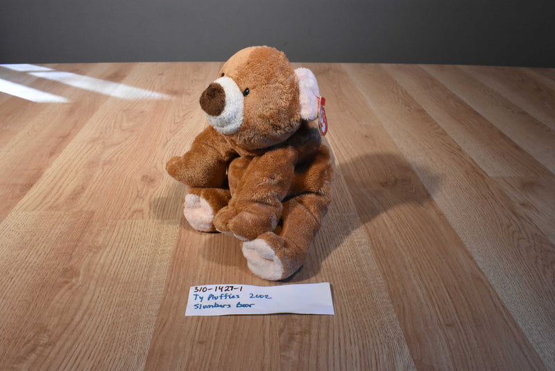 Ty Pluffies Slumbers Brown Bear 2002 Beanbag Plush