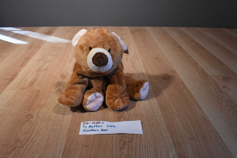 Ty Pluffies Slumbers Brown Bear 2002 Beanbag Plush