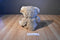 Russ Thornbury Tan Teddy Bear Beanbag Plush With Brown Plaid Bow
