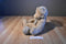 Russ Thornbury Tan Teddy Bear Beanbag Plush With Brown Plaid Bow
