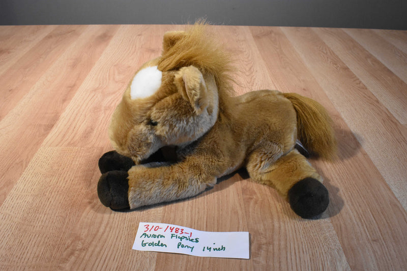 Aurora Flopsies Tan Brown Golden Horse Pony Beanbag Plush