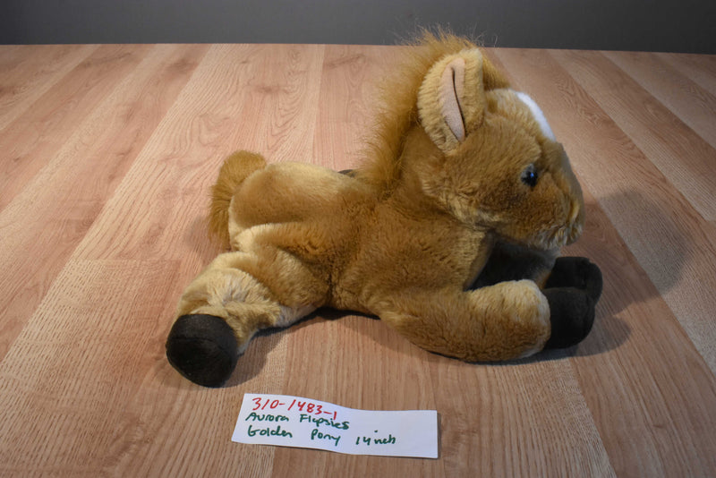 Aurora Flopsies Tan Brown Golden Horse Pony Beanbag Plush