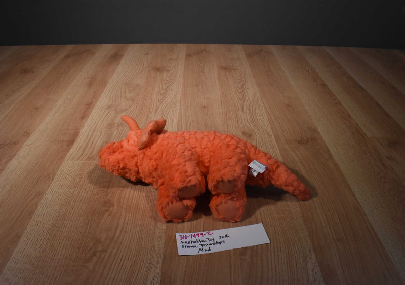 Manhattan Toy Orange Triceratops Dinosaur 2016 Beanbag Plush