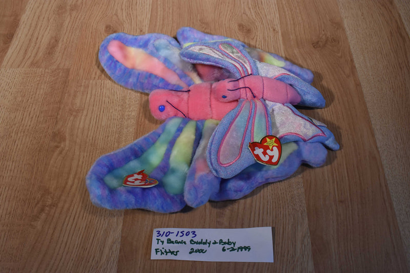 Ty Beanie Buddy 2000 and Baby 1999 Flitter Butterfly Beanbag Plushes