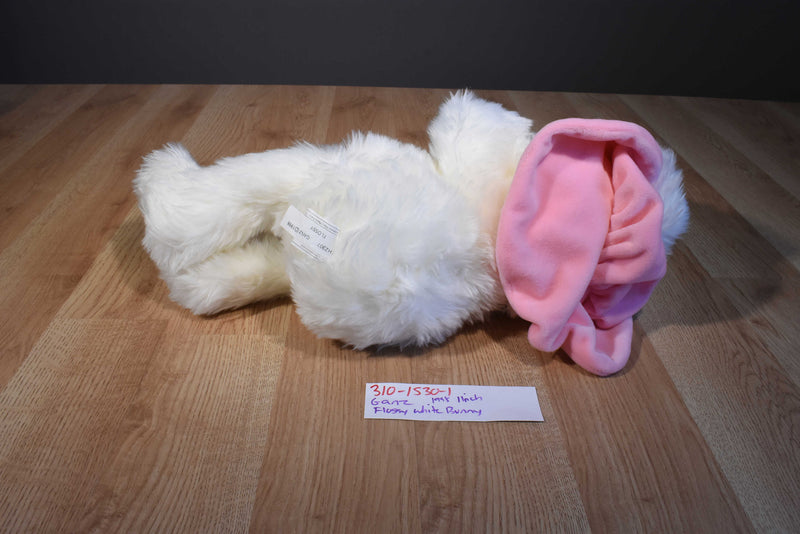 Ganz Flossy the White Bunny Rabbit with Pink Hat 1998 Beanbag Plush