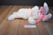 Ganz Flossy the White Bunny Rabbit with Pink Hat 1998 Beanbag Plush