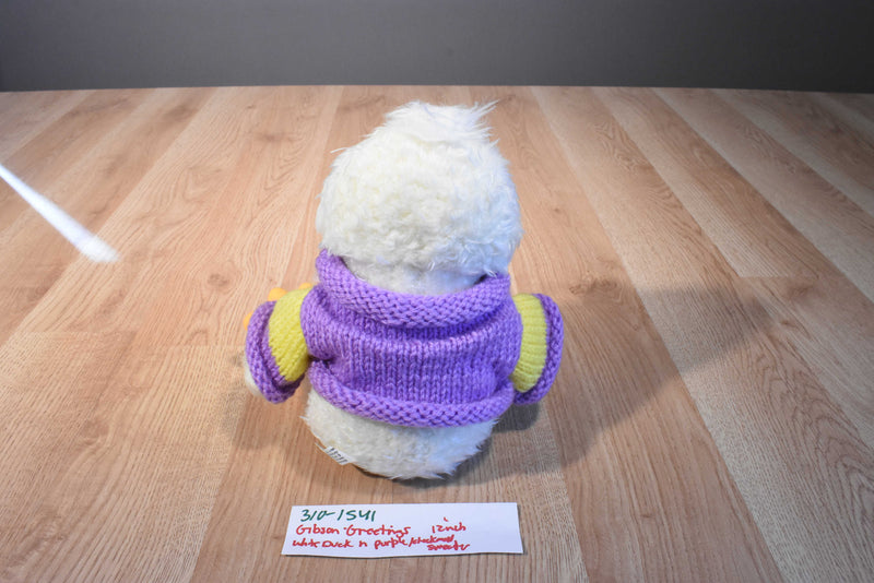 Gibson Greetings White Duck in Purple Sweater 1997 Plush