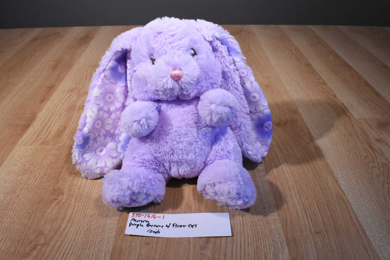 Aurora Purple Lopsie Wopsie Bunny Rabbit With Flower Ears Plush
