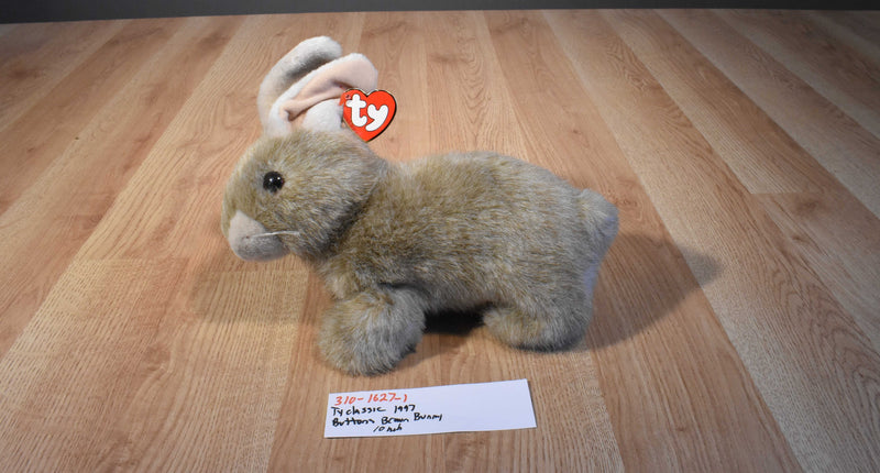 Ty Classic Buttons the Brown and Beige Bunny Rabbit 1997 Beanbag Plush
