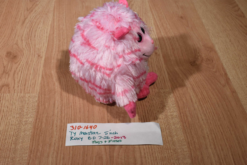 Ty Monstaz Roxy Pink Striped Talking Monster 2013 Beanbag Plush