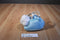 Aurora Fancy Pals Bichon Maltese Poodle Plush in Blue Carrier Bag