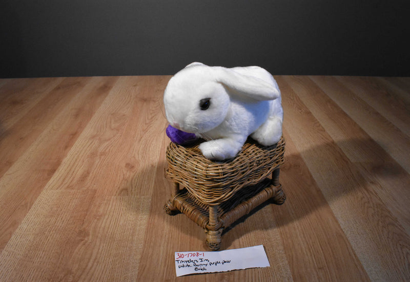 Travelers Insurance White Bunny Plush With a Purple Paw