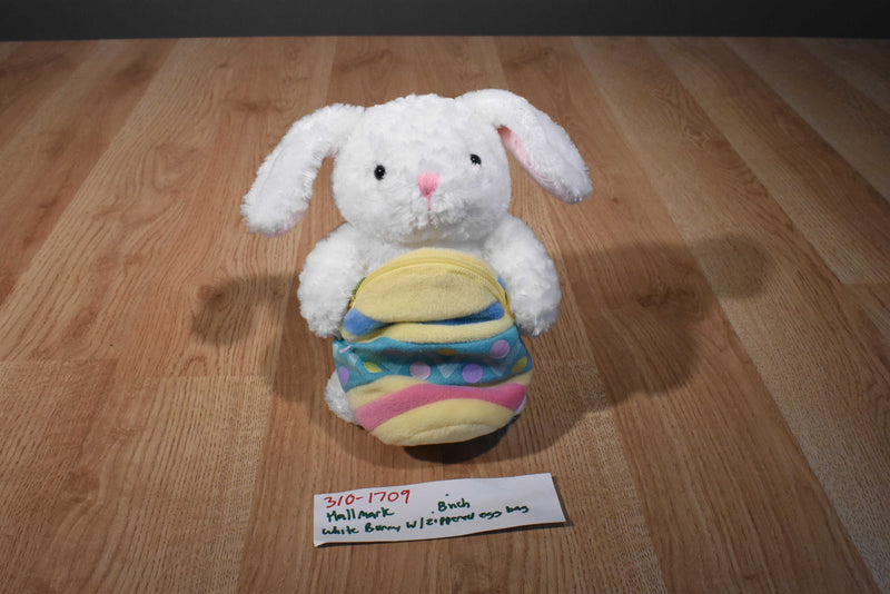 Hallmark White Bunny Holding a Zippered Egg Beanbag Plush