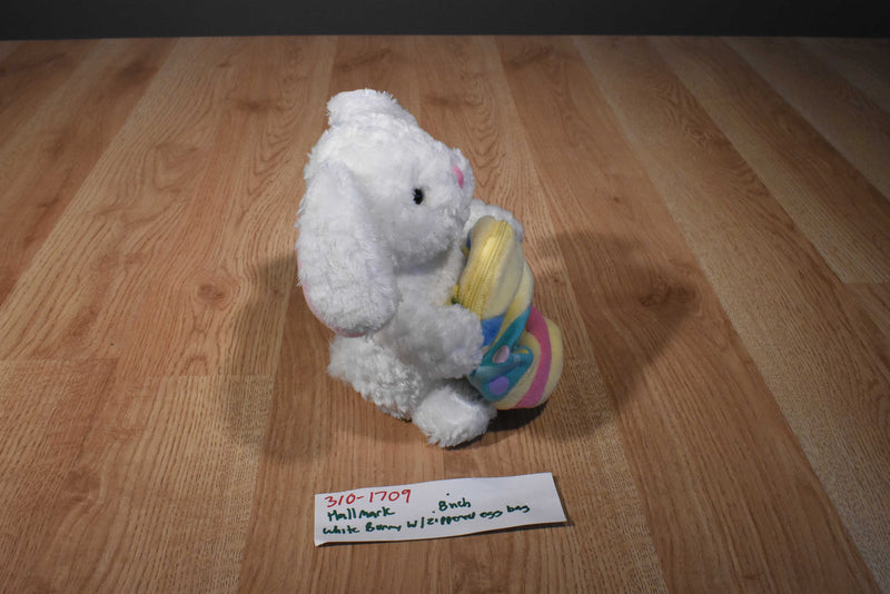 Hallmark White Bunny Holding a Zippered Egg Beanbag Plush