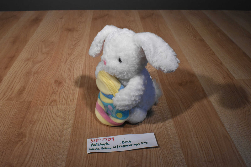 Hallmark White Bunny Holding a Zippered Egg Beanbag Plush
