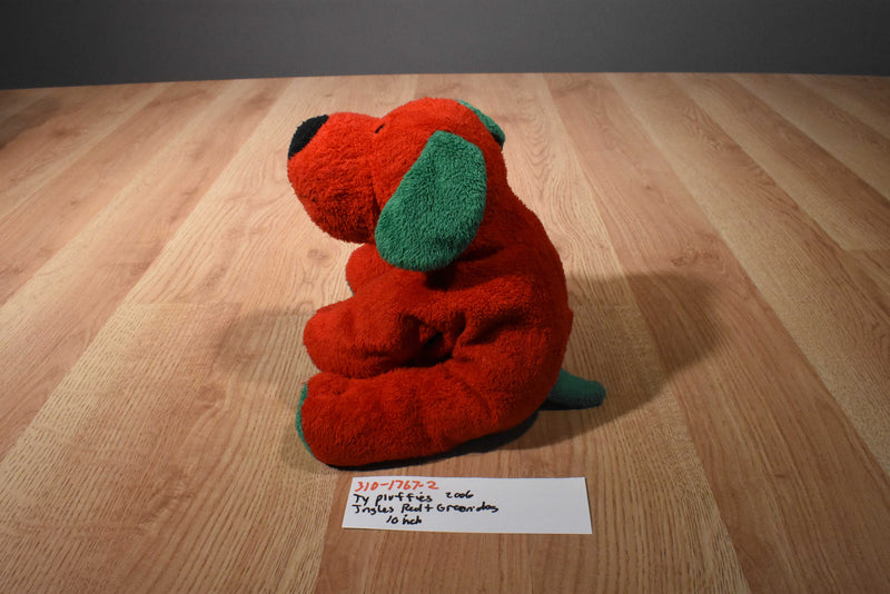 Ty Pluffies Jingles Red and Green Dog 2006 Beanbag Plush