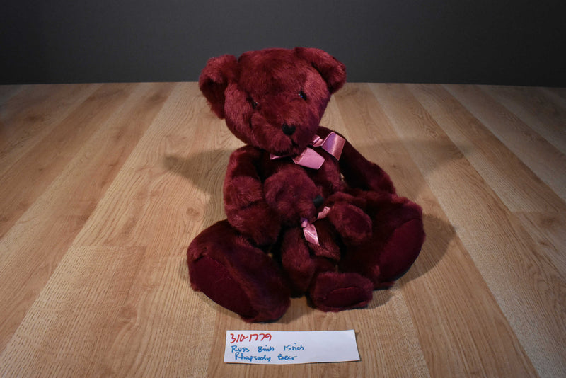 Russ Two Rhapsody Burgandy Red Teddy Bears Beanbag Plush