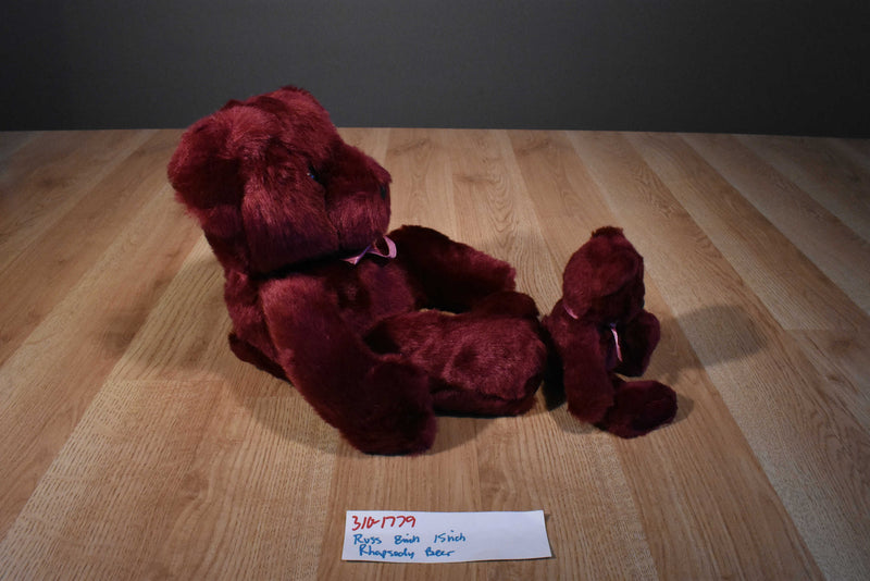 Russ Two Rhapsody Burgandy Red Teddy Bears Beanbag Plush